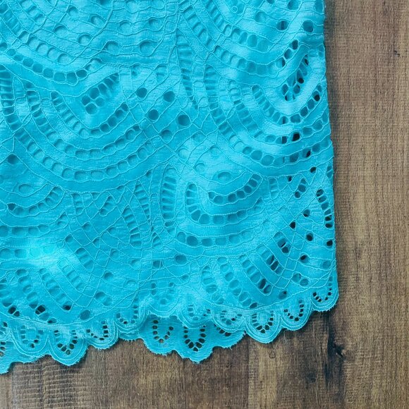 Worthington Turquoise Lace Shift Dress with Flutter Sleeves | Size Large - Picture 5 of 8